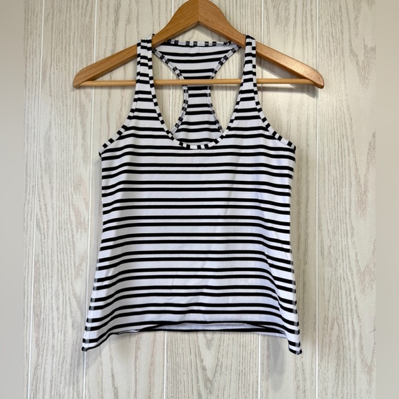 Lululemon White and Black Striped Tank Size 8 - Picture 1 of 4